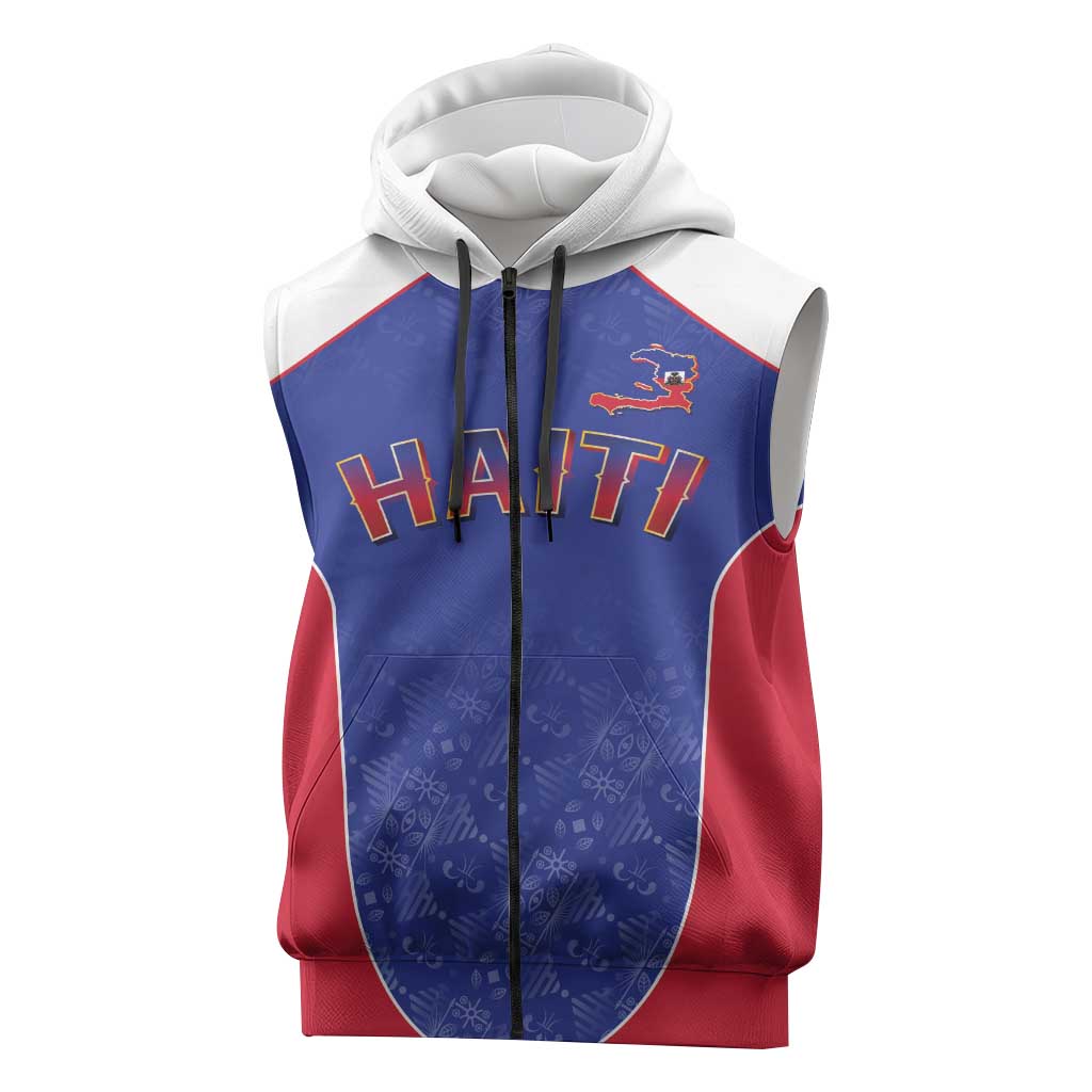 World Football 2026 Afro-Haiti Custom Sleeveless Zip Hoodie Together For Ayiti Blue Style - Wonder Print Shop