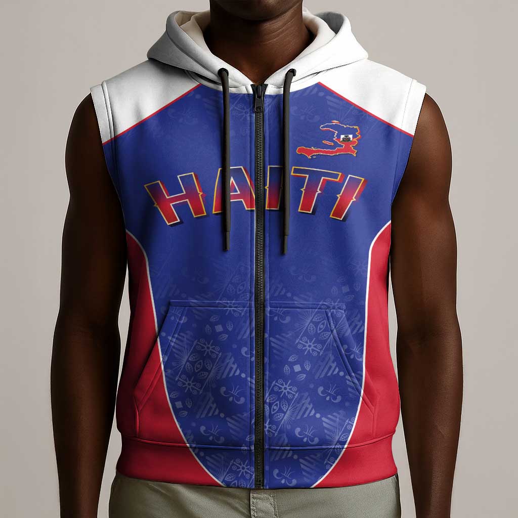 World Football 2026 Afro-Haiti Custom Sleeveless Zip Hoodie Together For Ayiti Blue Style - Wonder Print Shop