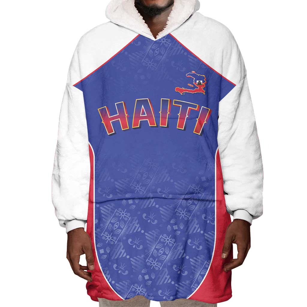 World Football 2026 Afro-Haiti Custom Wearable Blanket Hoodie Together For Ayiti Blue Style - Wonder Print Shop