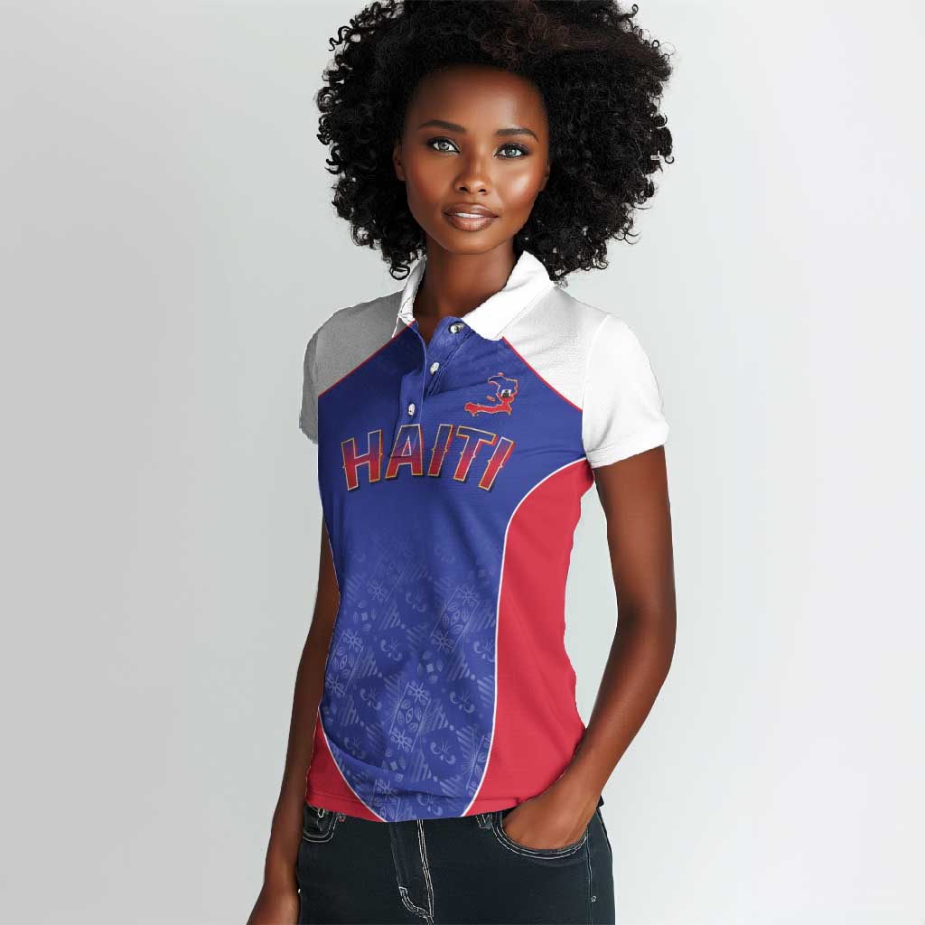 World Football 2026 Afro-Haiti Custom Women Polo Shirt Together For Ayiti Blue Style LT9