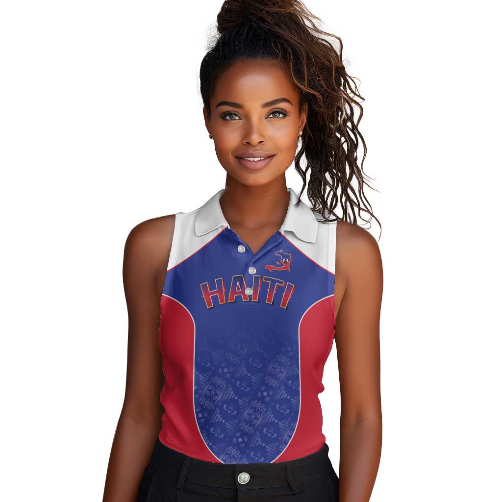 World Football 2026 Afro-Haiti Custom Women Sleeveless Polo Shirt Together For Ayiti Blue Style - Wonder Print Shop