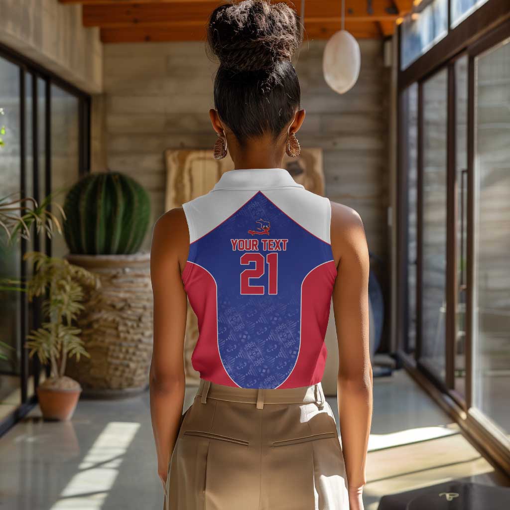 World Football 2026 Afro-Haiti Custom Women Sleeveless Polo Shirt Together For Ayiti Blue Style - Wonder Print Shop