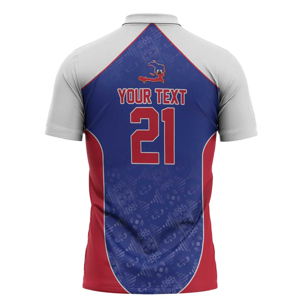 World Football 2026 Afro-Haiti Custom Zipper Polo Shirt Together For Ayiti Blue Style - Wonder Print Shop