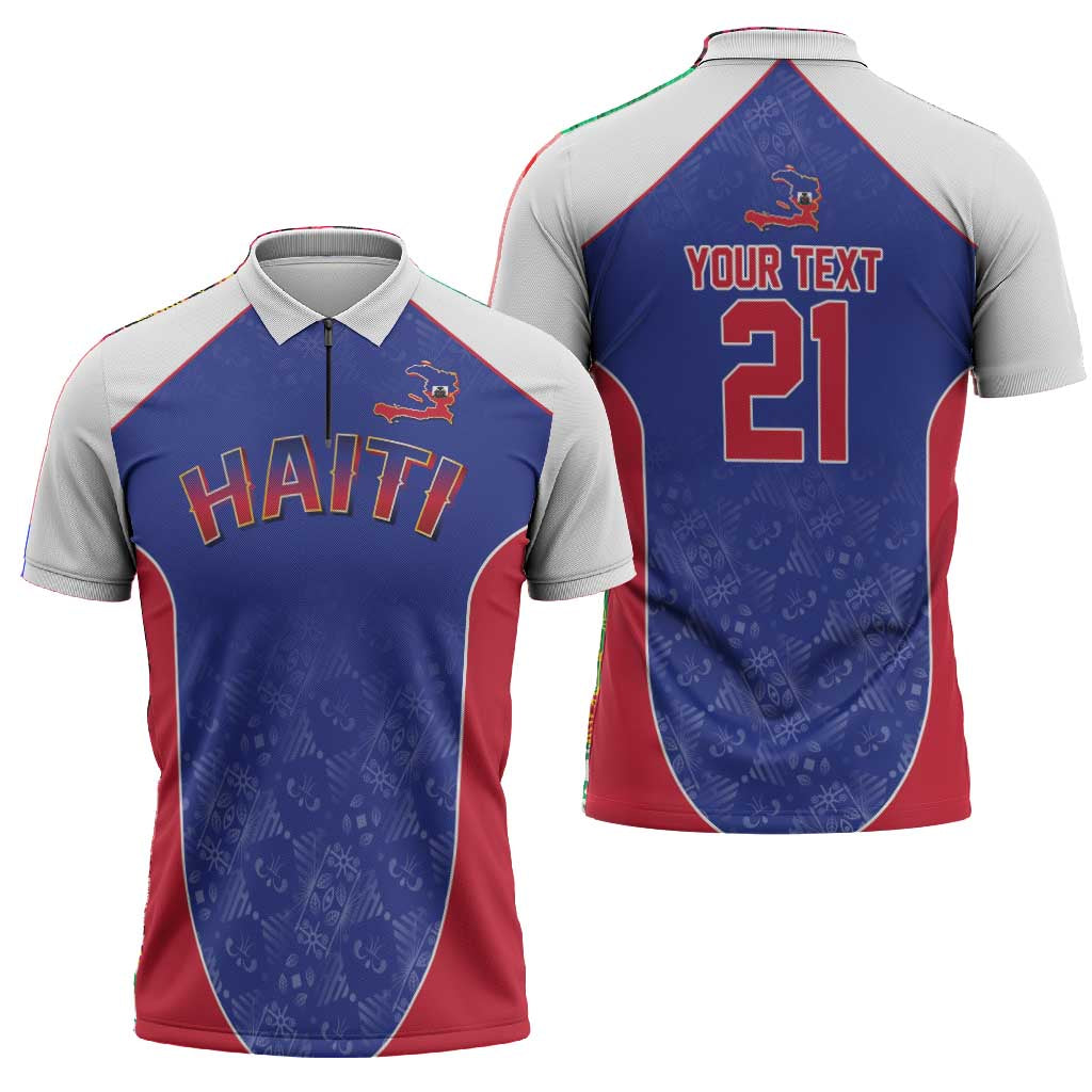 World Football 2026 Afro-Haiti Custom Zipper Polo Shirt Together For Ayiti Blue Style - Wonder Print Shop