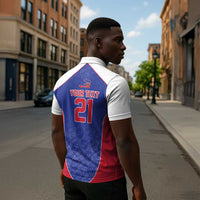 World Football 2026 Afro-Haiti Custom Zipper Polo Shirt Together For Ayiti Blue Style - Wonder Print Shop