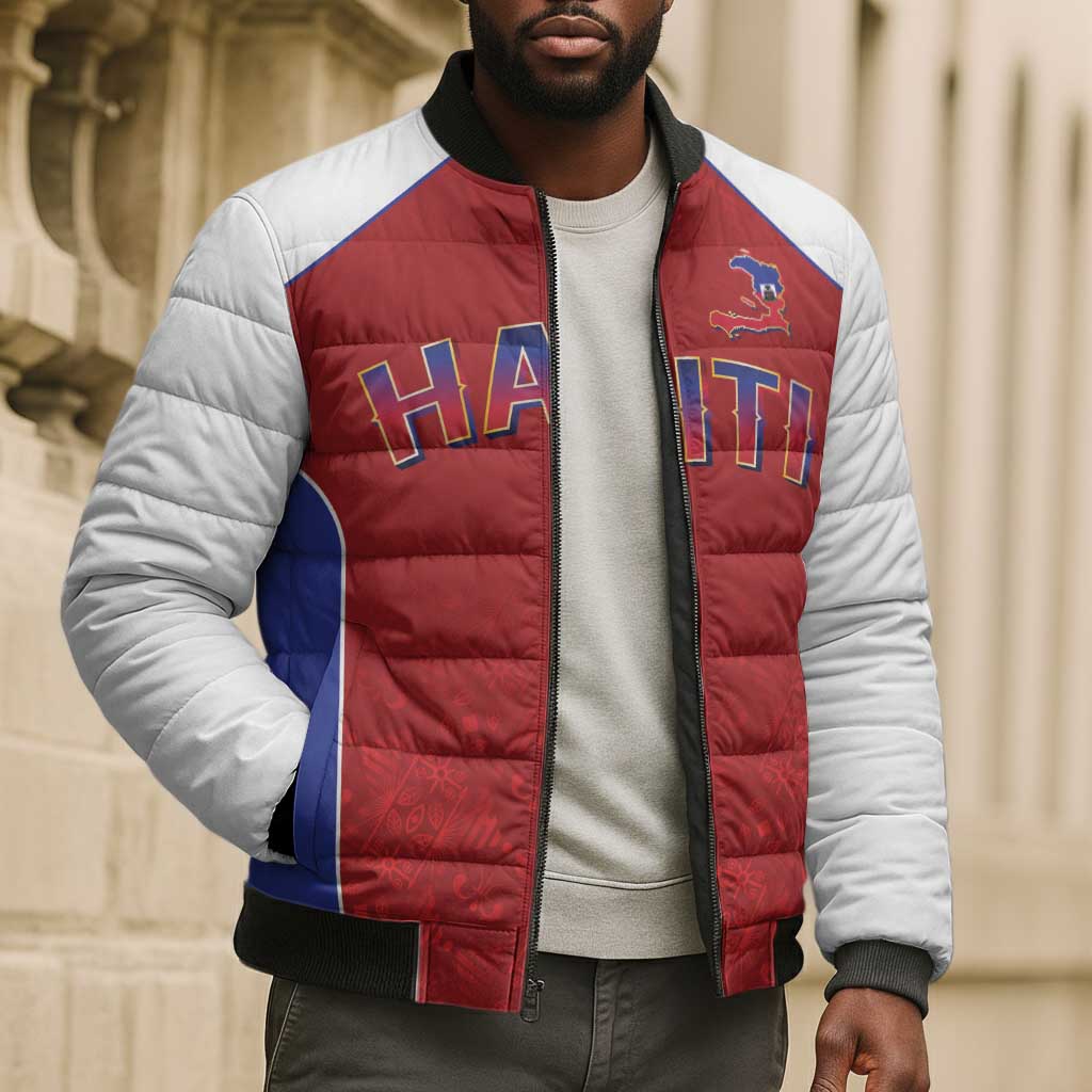 World Football 2026 Afro-Haiti Custom Bomber Puffer Jacket Together For Ayiti Red Style - Wonder Print Shop