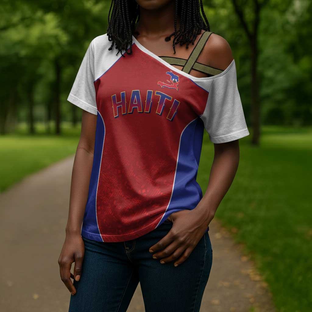 World Football 2026 Afro-Haiti Custom Cross Shoulder Shirt Together For Ayiti Red Style - Wonder Print Shop