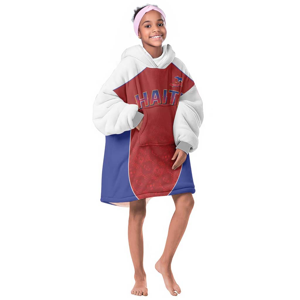 World Football 2026 Afro-Haiti Custom Kid Wearable Blanket Hoodie Together For Ayiti Red Style - Wonder Print Shop