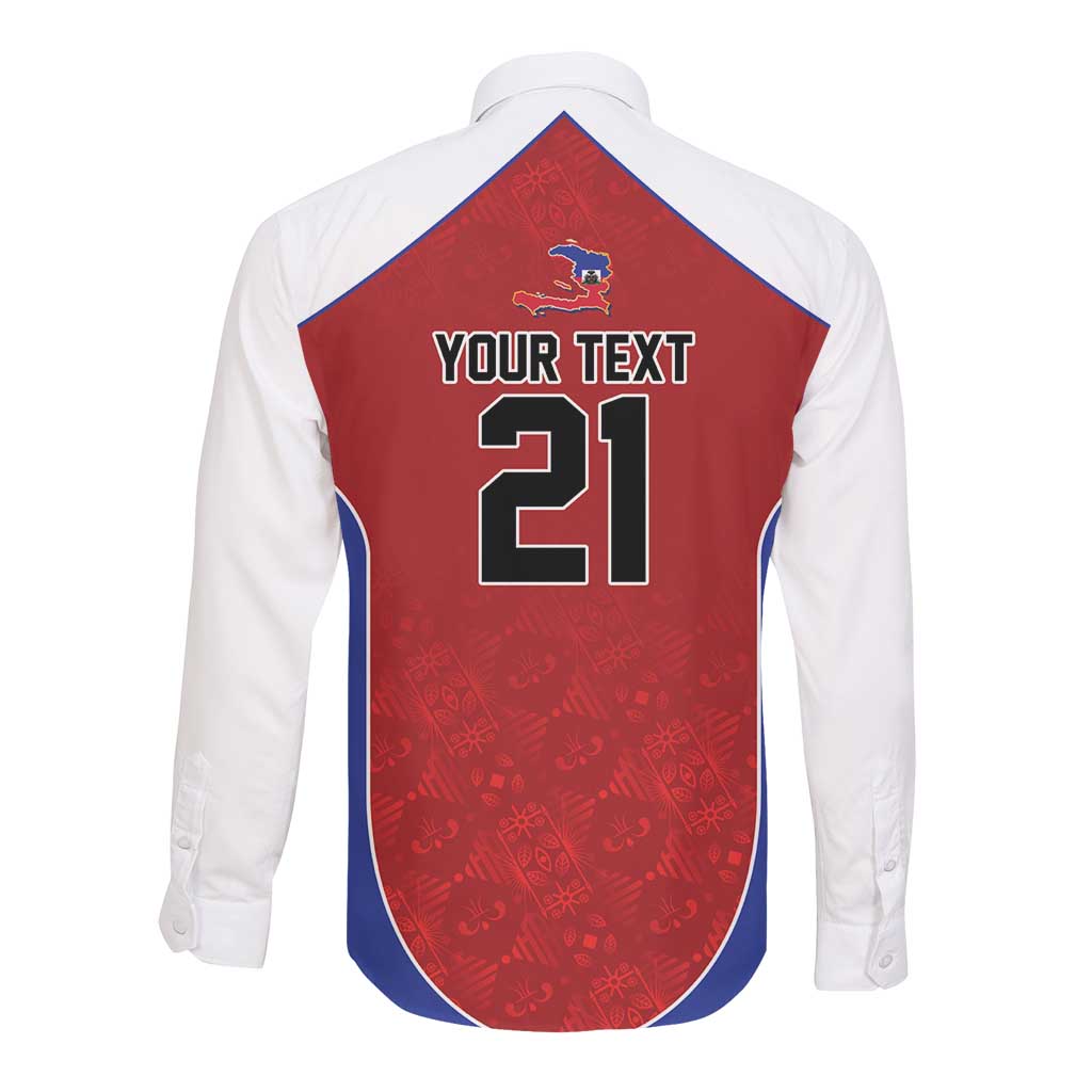 World Football 2026 Afro-Haiti Custom Long Sleeve Button Shirt Together For Ayiti Red Style - Wonder Print Shop