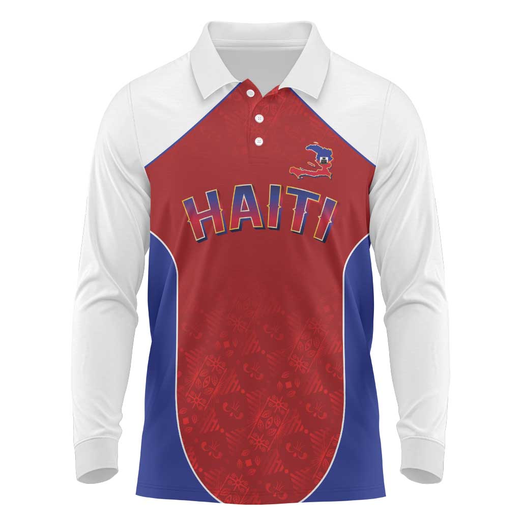 World Football 2026 Afro-Haiti Custom Long Sleeve Polo Shirt Together For Ayiti Red Style - Wonder Print Shop