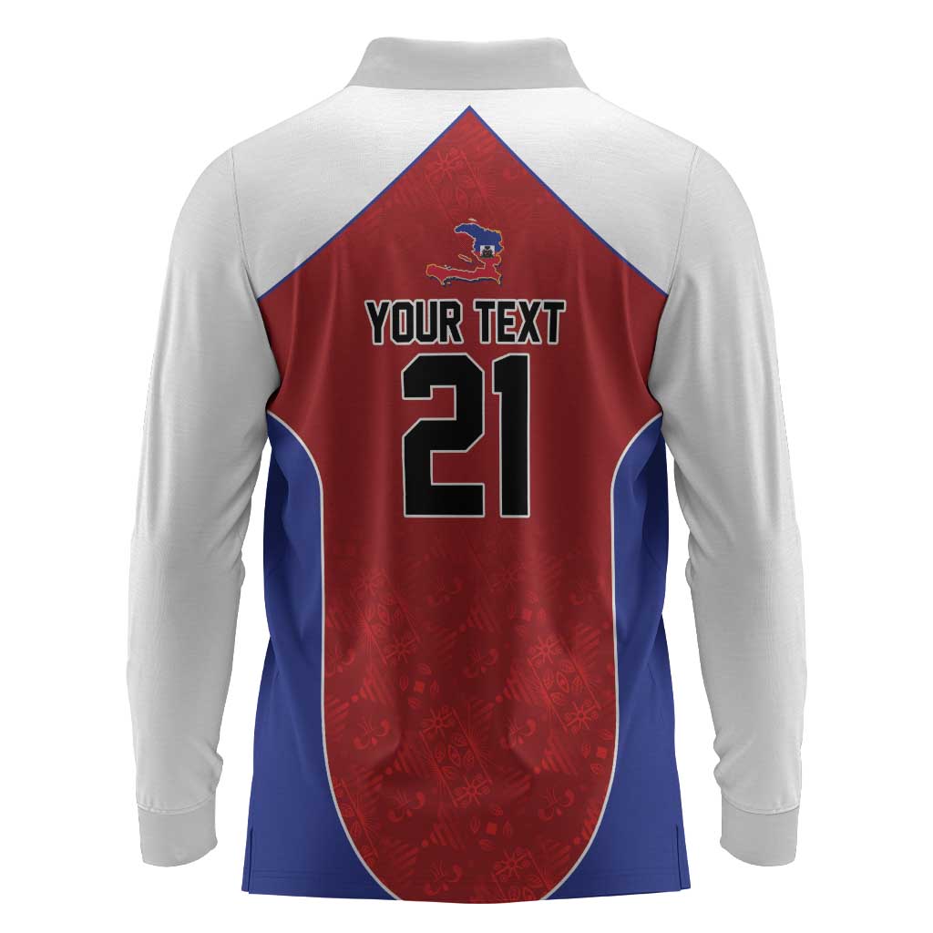 World Football 2026 Afro-Haiti Custom Long Sleeve Polo Shirt Together For Ayiti Red Style - Wonder Print Shop