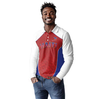 World Football 2026 Afro-Haiti Custom Long Sleeve Polo Shirt Together For Ayiti Red Style - Wonder Print Shop