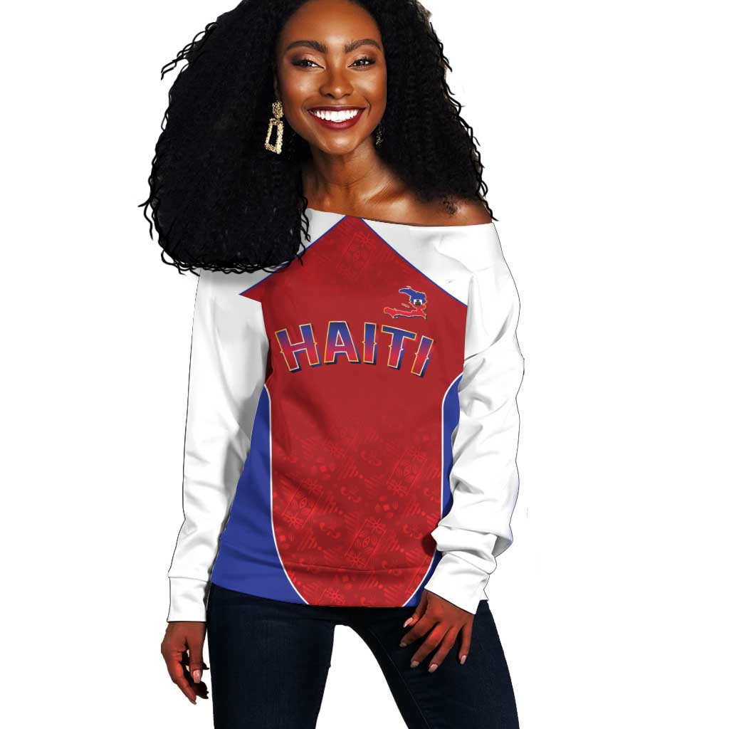 World Football 2026 Afro-Haiti Custom Off Shoulder Sweater Together For Ayiti Red Style - Wonder Print Shop