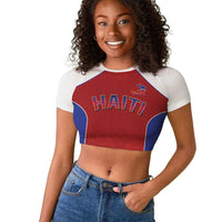 World Football 2026 Afro-Haiti Custom Raglan Cropped T shirt Together For Ayiti Red Style LT9