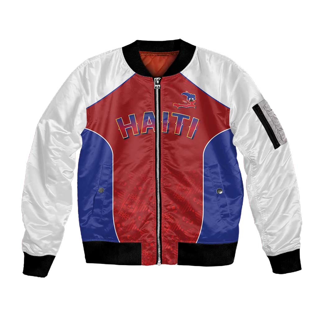 World Football 2026 Afro-Haiti Custom Sleeve Zip Bomber Jacket Together For Ayiti Red Style - Wonder Print Shop