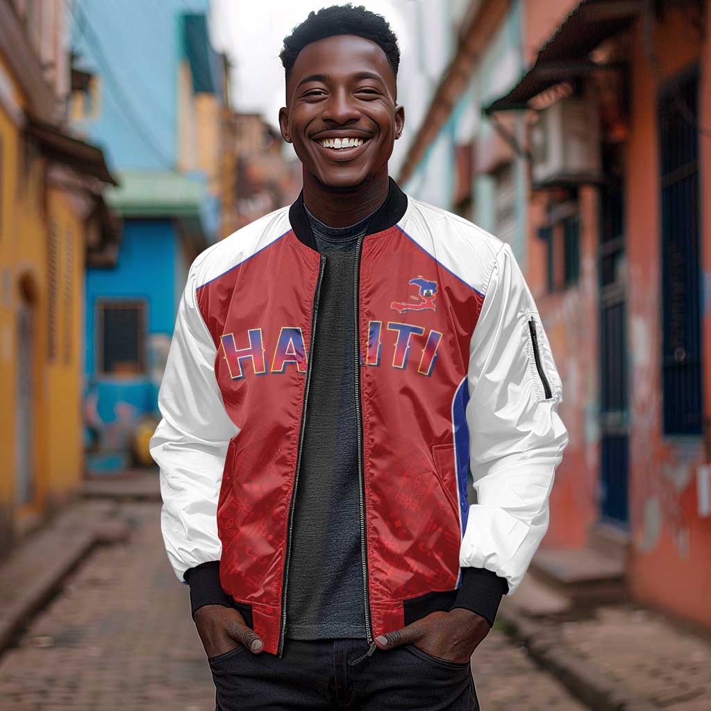 World Football 2026 Afro-Haiti Custom Sleeve Zip Bomber Jacket Together For Ayiti Red Style - Wonder Print Shop