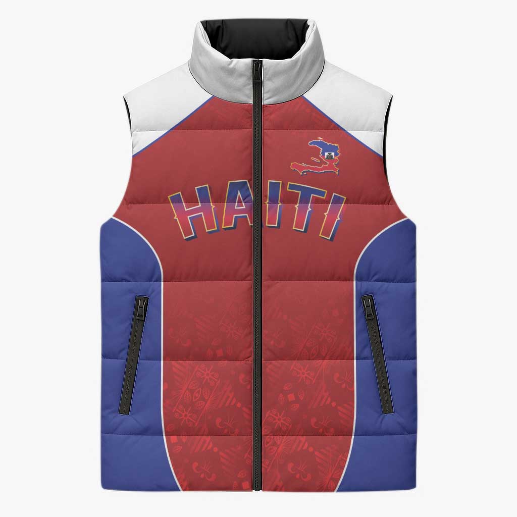 World Football 2026 Afro-Haiti Custom Sleeveless Puffer Jacket Together For Ayiti Red Style - Wonder Print Shop