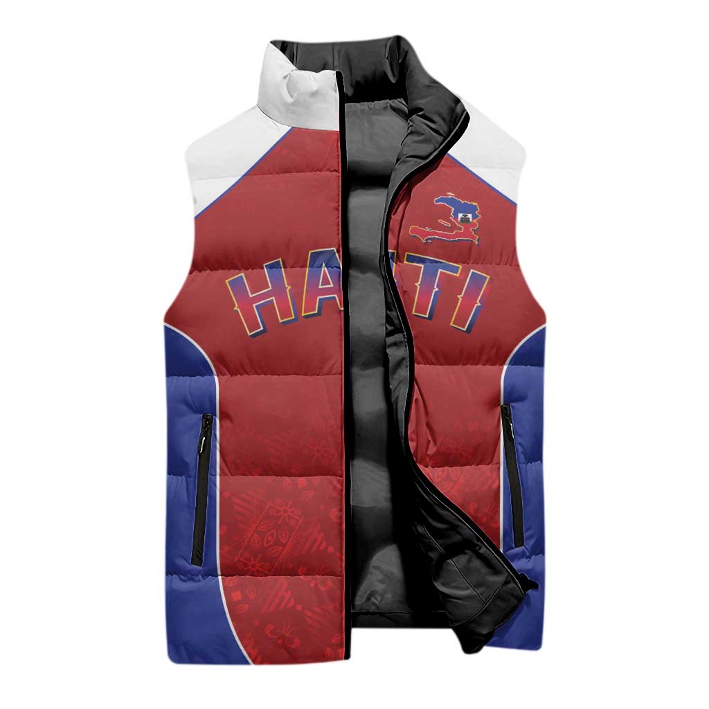 World Football 2026 Afro-Haiti Custom Sleeveless Puffer Jacket Together For Ayiti Red Style - Wonder Print Shop