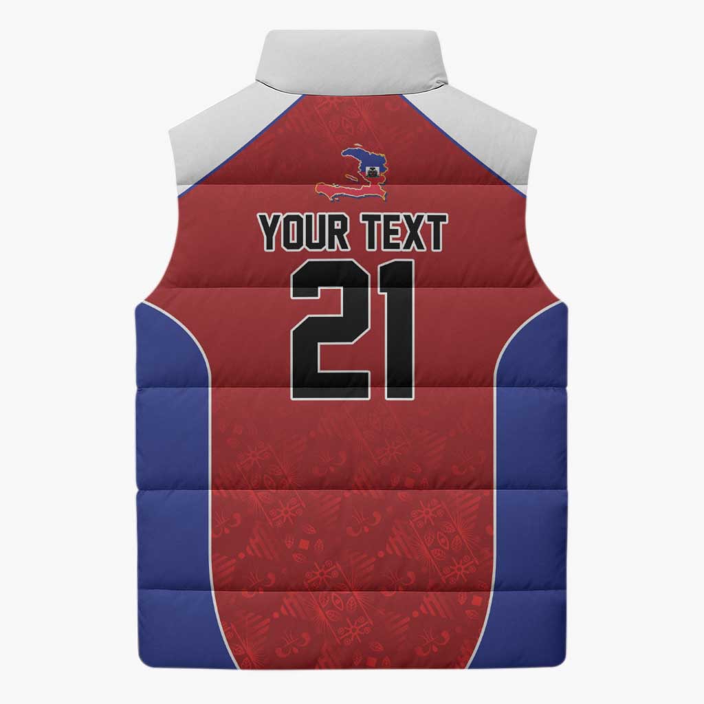 World Football 2026 Afro-Haiti Custom Sleeveless Puffer Jacket Together For Ayiti Red Style - Wonder Print Shop
