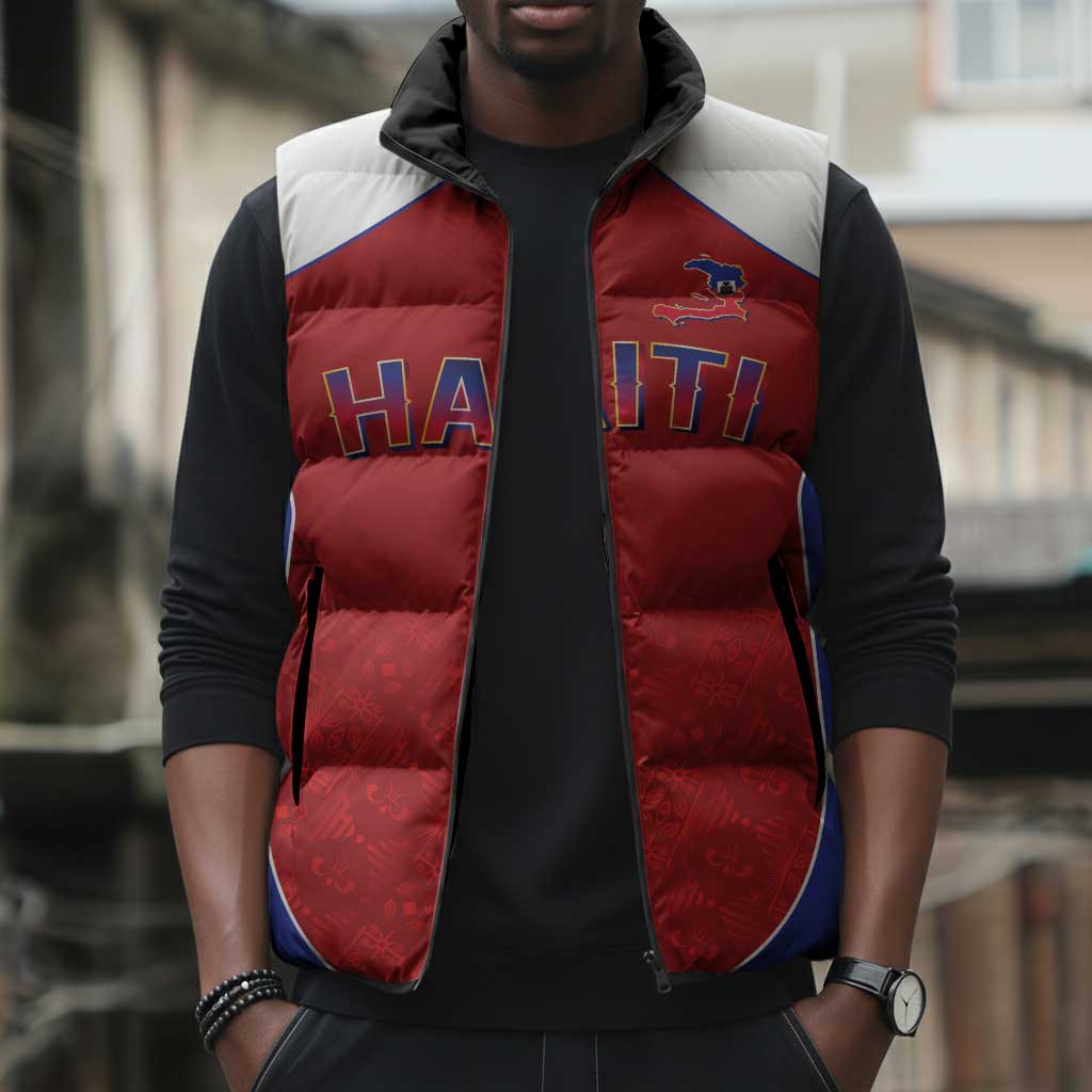 World Football 2026 Afro-Haiti Custom Sleeveless Puffer Jacket Together For Ayiti Red Style - Wonder Print Shop