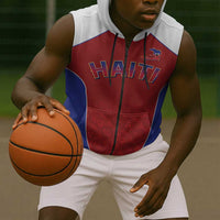 World Football 2026 Afro-Haiti Custom Sleeveless Zip Hoodie Together For Ayiti Red Style - Wonder Print Shop
