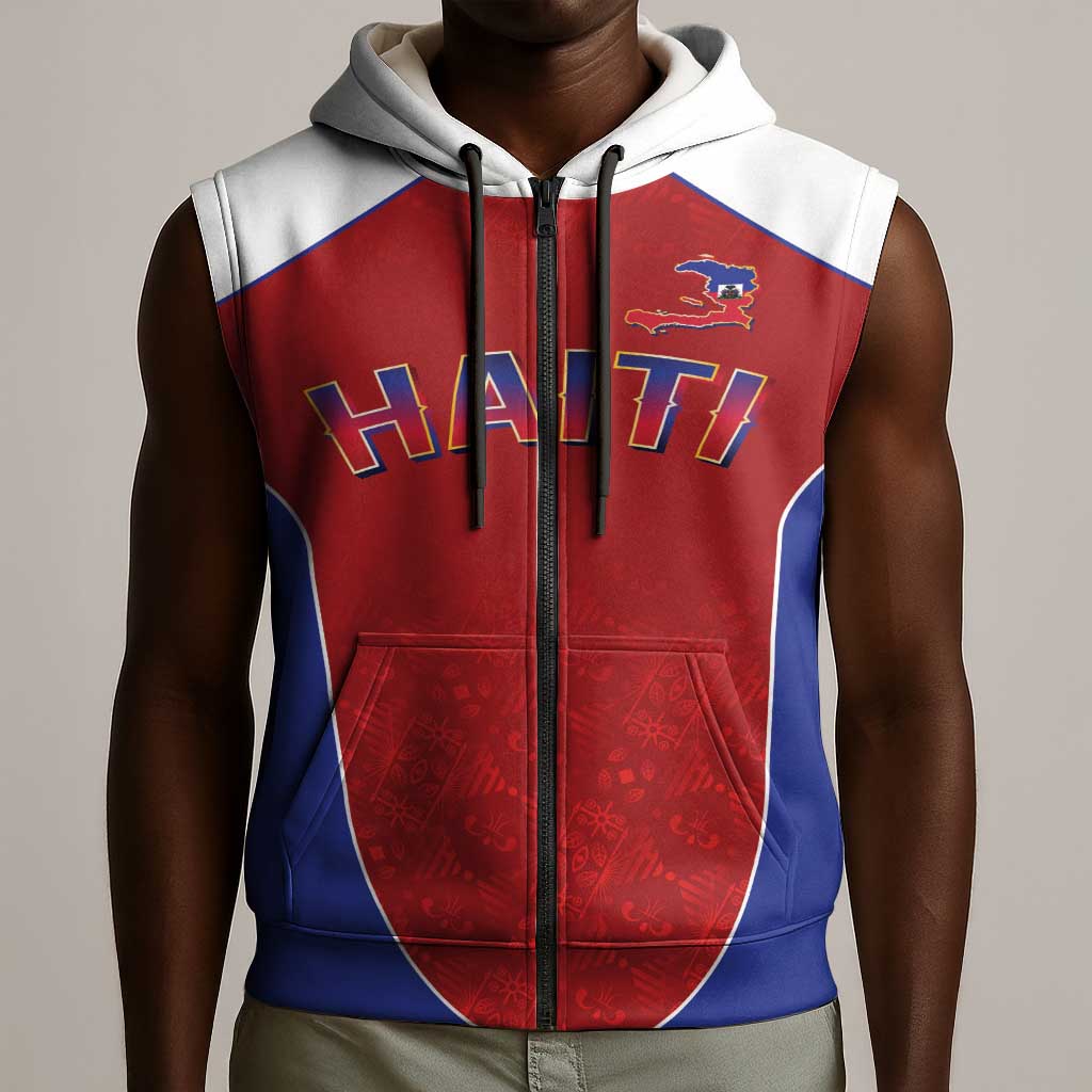World Football 2026 Afro-Haiti Custom Sleeveless Zip Hoodie Together For Ayiti Red Style - Wonder Print Shop
