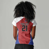 World Football 2026 Afro-Haiti Custom Women V-Neck T-Shirt Together For Ayiti Red Style LT9