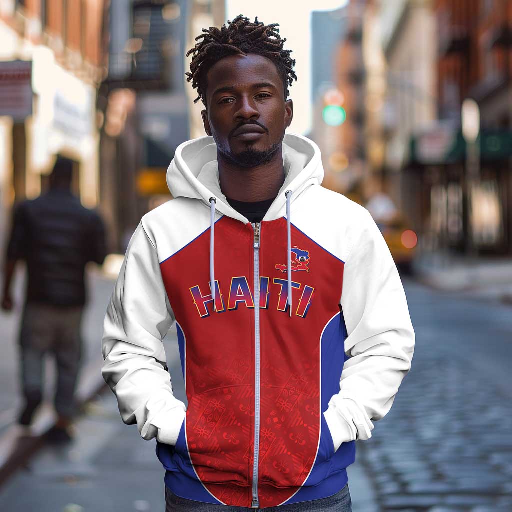 World Football 2026 Afro-Haiti Custom Zip Hoodie Together For Ayiti Red Style - Wonder Print Shop