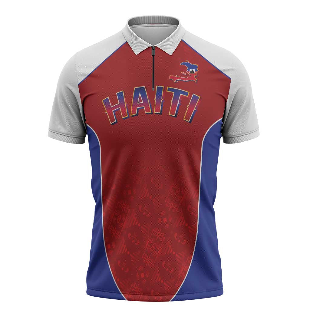 World Football 2026 Afro-Haiti Custom Zipper Polo Shirt Together For Ayiti Red Style - Wonder Print Shop