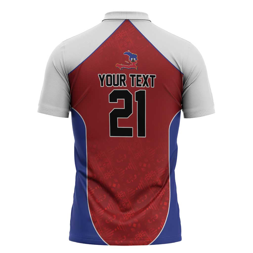 World Football 2026 Afro-Haiti Custom Zipper Polo Shirt Together For Ayiti Red Style - Wonder Print Shop