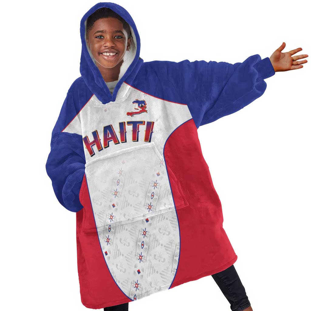 World Football 2026 Afro-Haiti Custom Kid Wearable Blanket Hoodie Together For Ayiti White Style - Wonder Print Shop