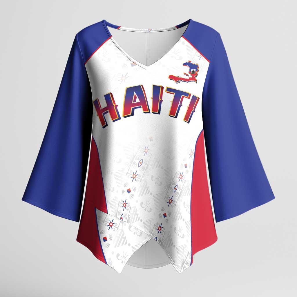 World Football 2026 Afro-Haiti Custom Kimono Sleeve Blouse Together For Ayiti White Style - Wonder Print Shop