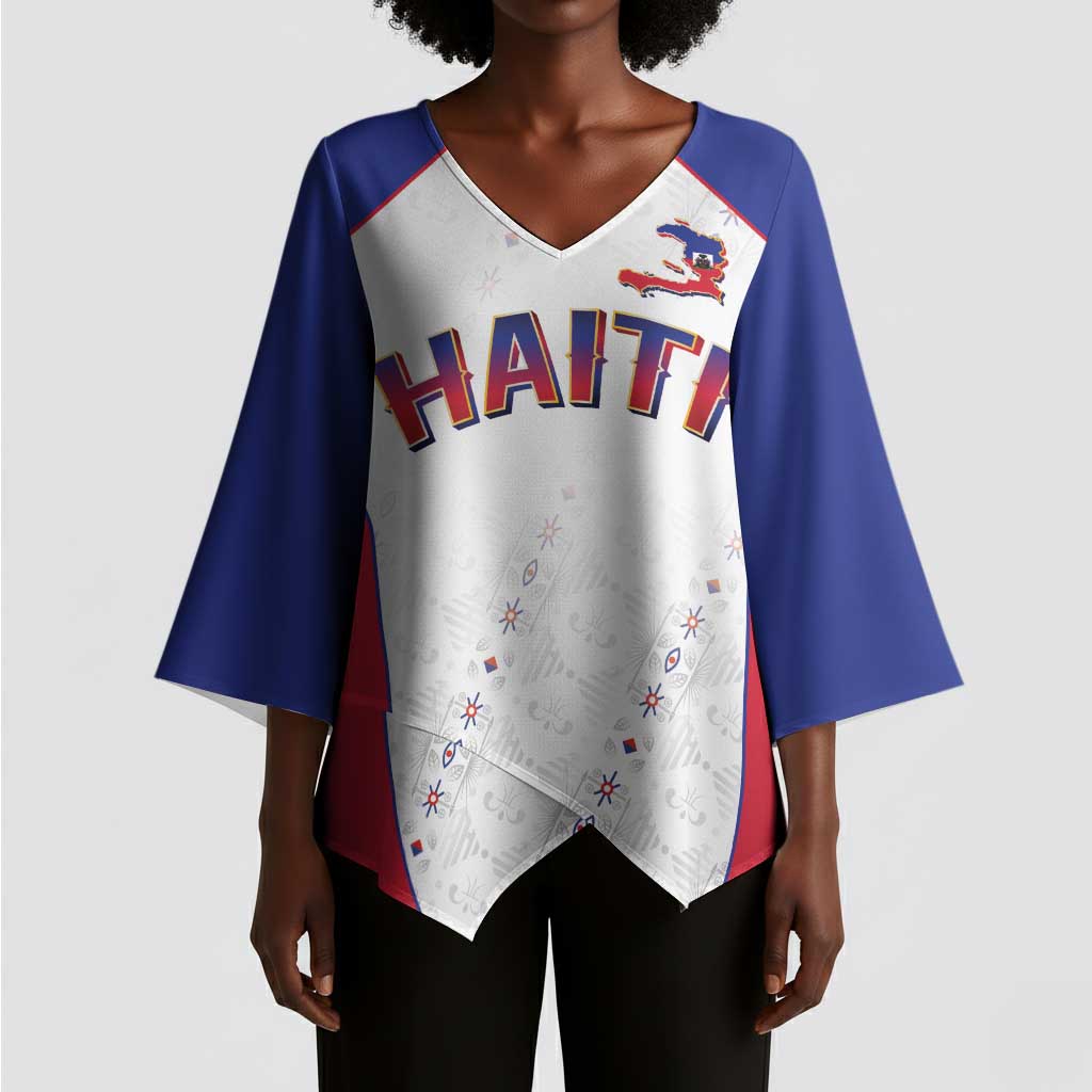 World Football 2026 Afro-Haiti Custom Kimono Sleeve Blouse Together For Ayiti White Style - Wonder Print Shop