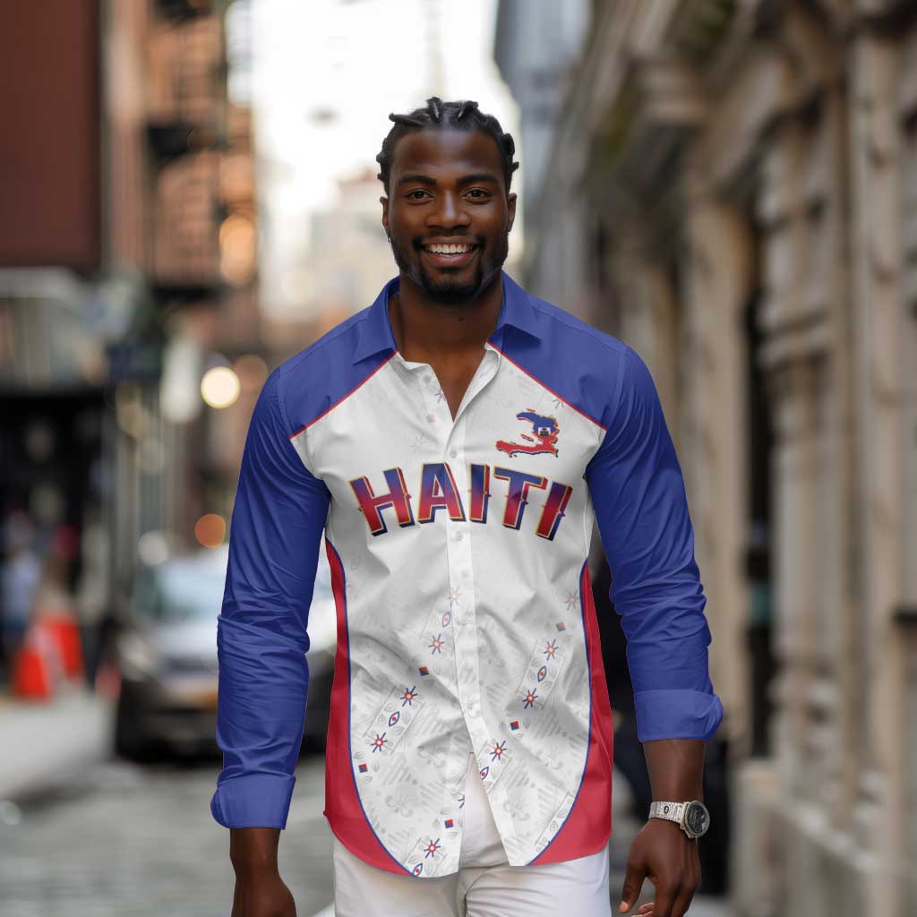 World Football 2026 Afro-Haiti Custom Long Sleeve Button Shirt Together For Ayiti White Style - Wonder Print Shop