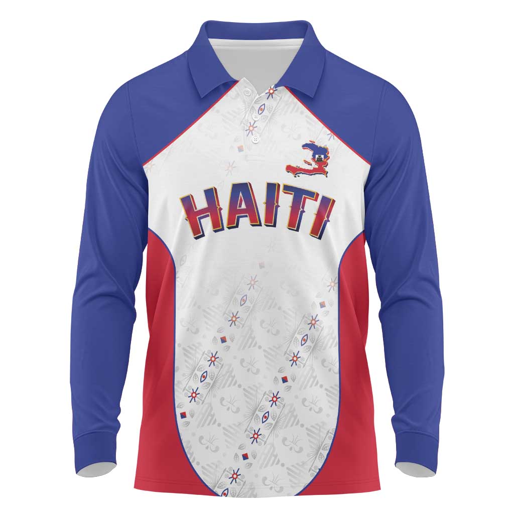 World Football 2026 Afro-Haiti Custom Long Sleeve Polo Shirt Together For Ayiti White Style - Wonder Print Shop