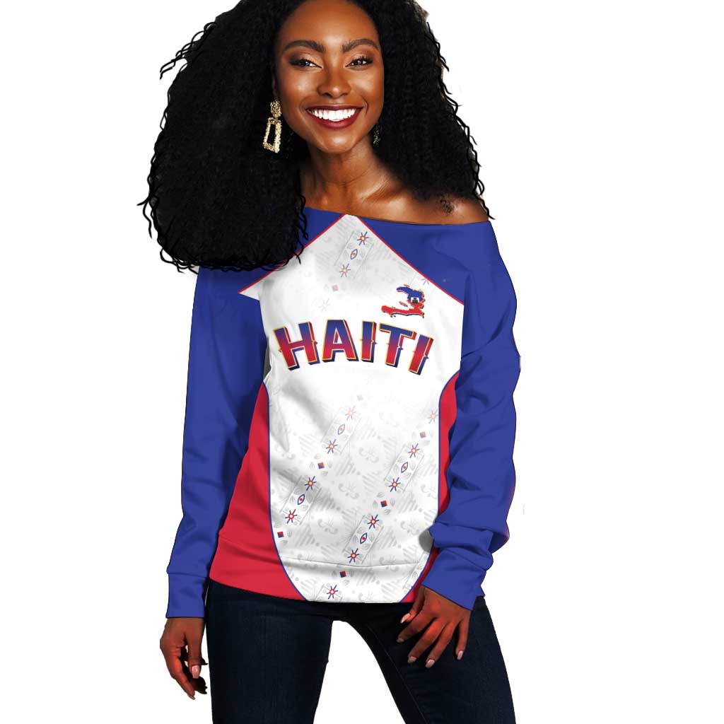 World Football 2026 Afro-Haiti Custom Off Shoulder Sweater Together For Ayiti White Style - Wonder Print Shop