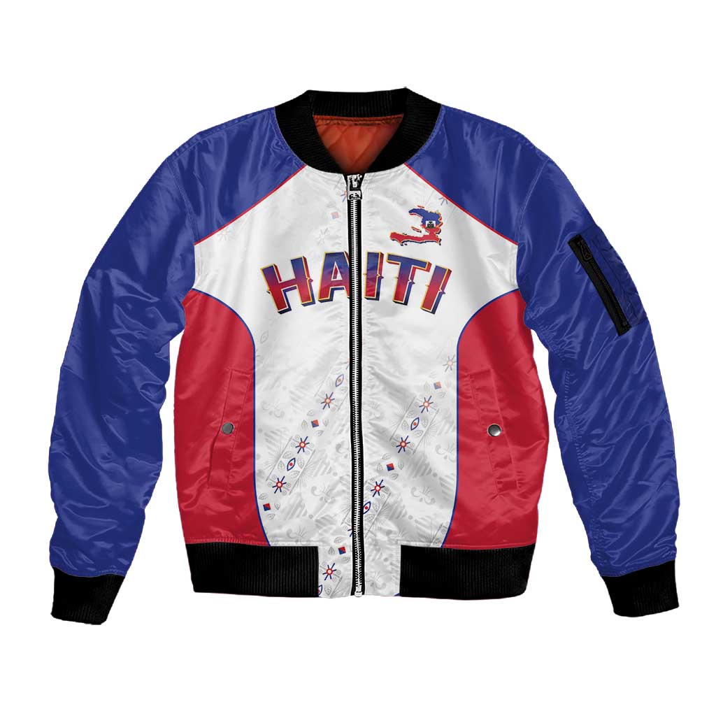 World Football 2026 Afro-Haiti Custom Sleeve Zip Bomber Jacket Together For Ayiti White Style - Wonder Print Shop