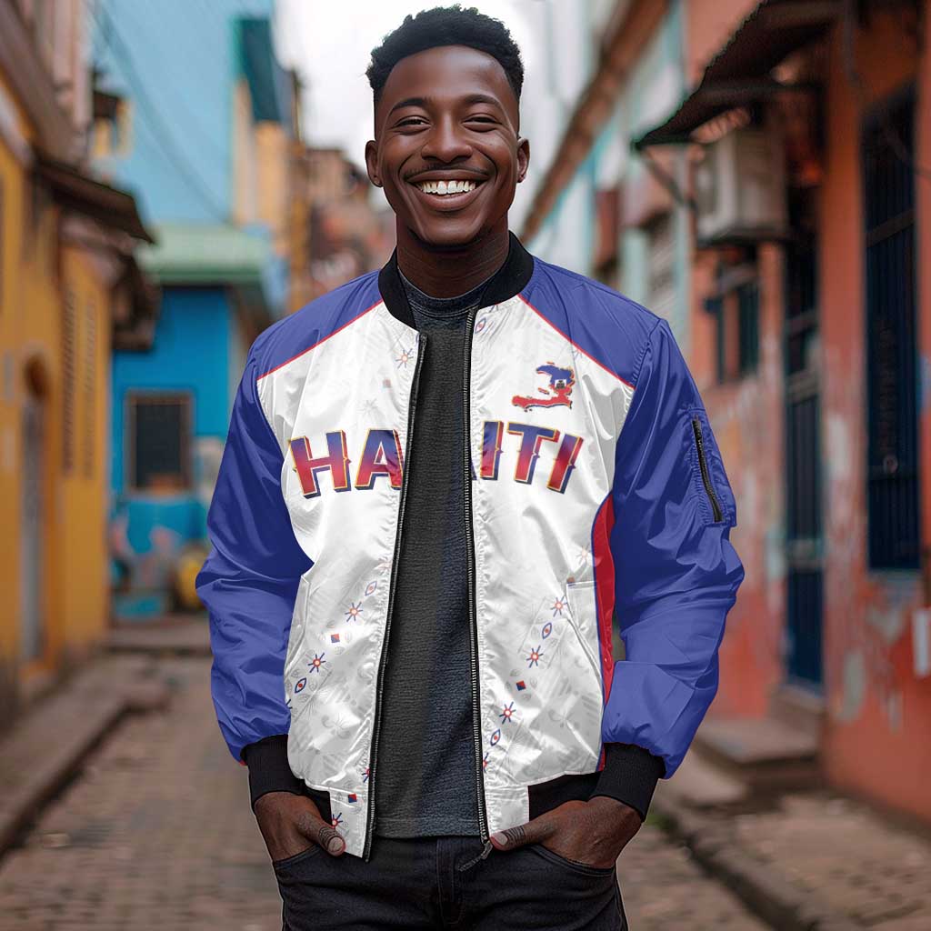 World Football 2026 Afro-Haiti Custom Sleeve Zip Bomber Jacket Together For Ayiti White Style - Wonder Print Shop
