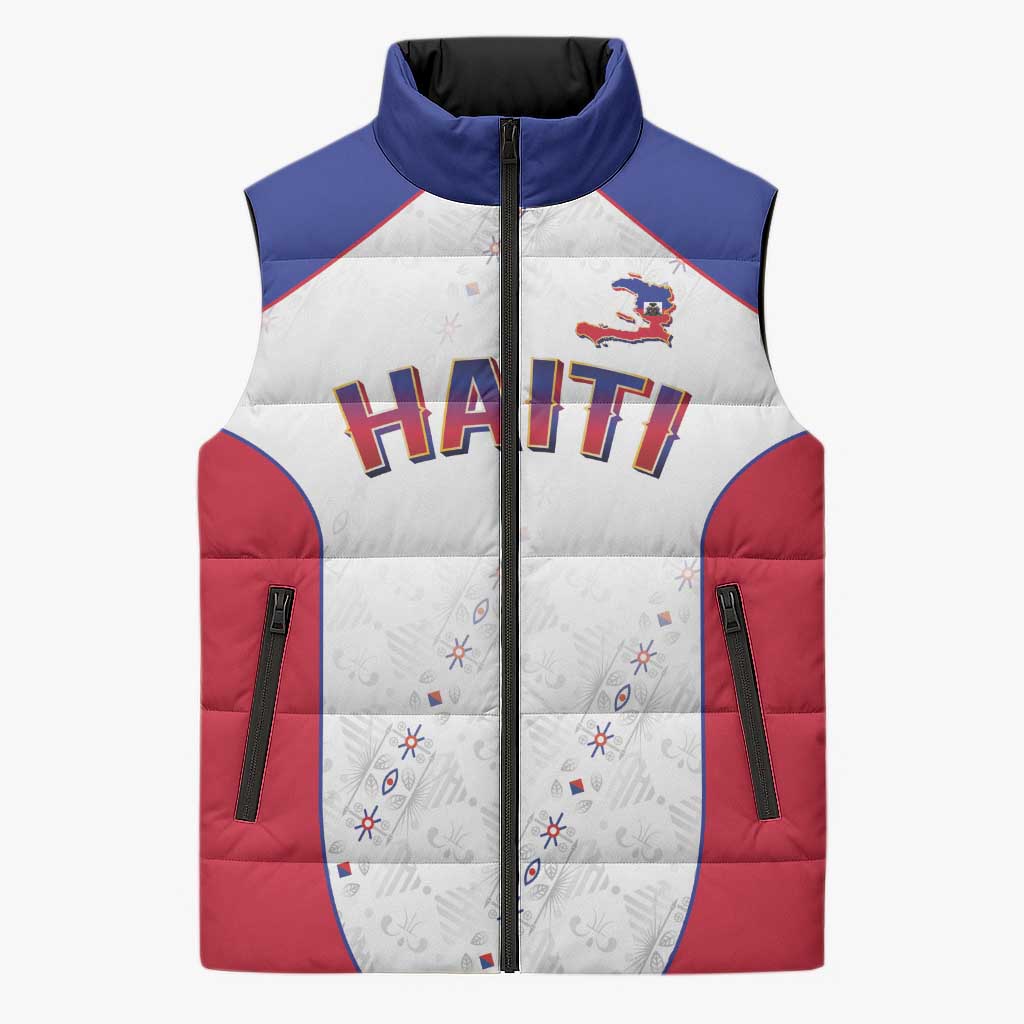 World Football 2026 Afro-Haiti Custom Sleeveless Puffer Jacket Together For Ayiti White Style - Wonder Print Shop