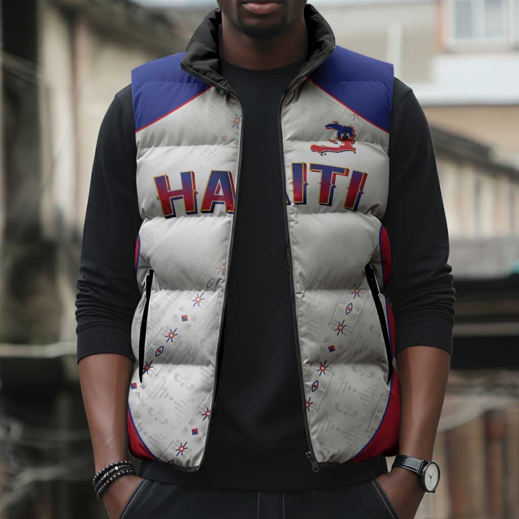 World Football 2026 Afro-Haiti Custom Sleeveless Puffer Jacket Together For Ayiti White Style - Wonder Print Shop