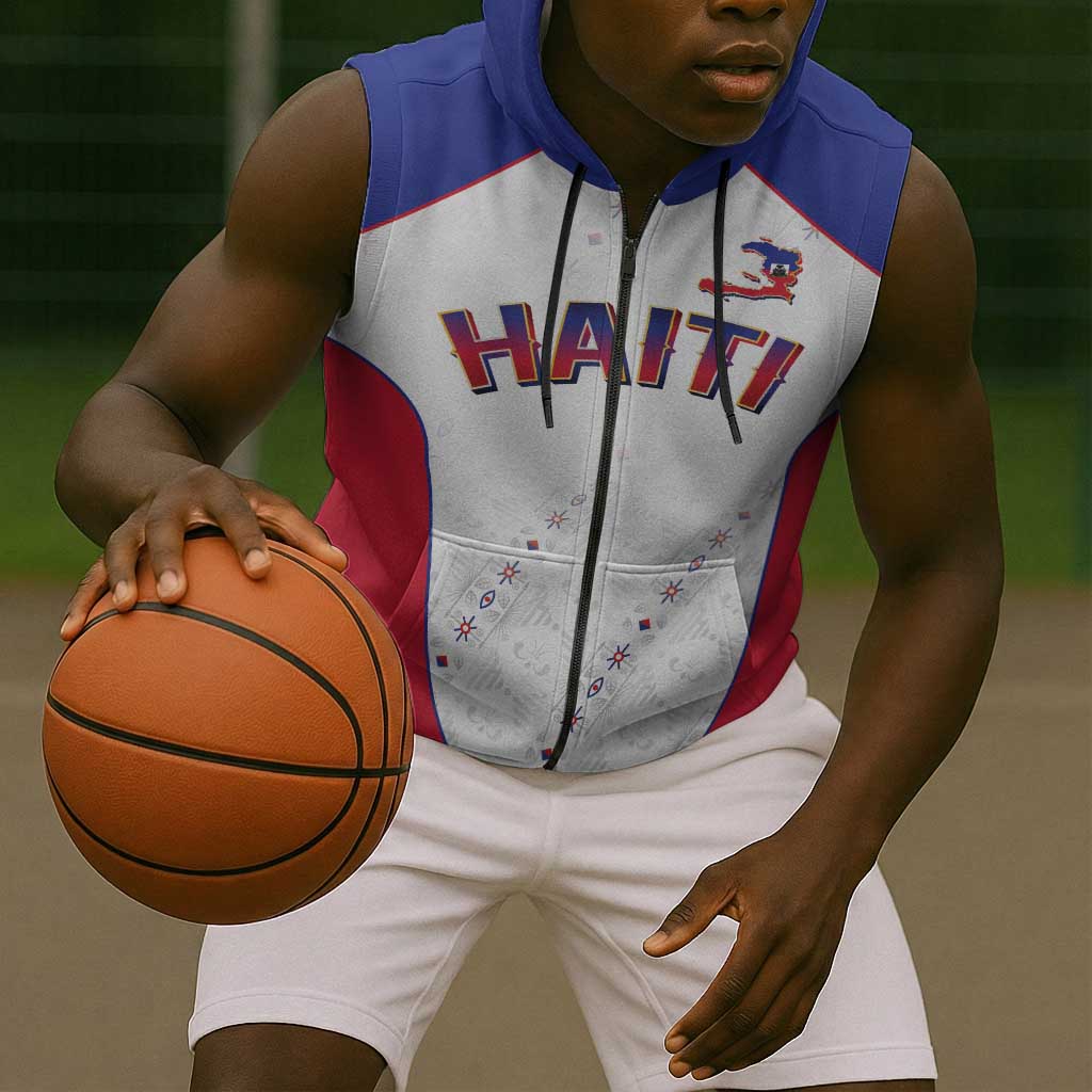 World Football 2026 Afro-Haiti Custom Sleeveless Zip Hoodie Together For Ayiti White Style - Wonder Print Shop