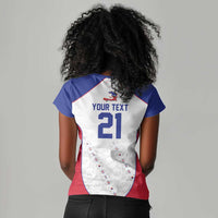 World Football 2026 Afro-Haiti Custom Women V-Neck T-Shirt Together For Ayiti White Style LT9