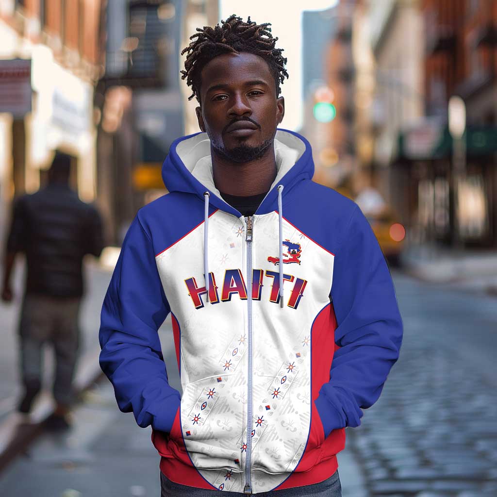 World Football 2026 Afro-Haiti Custom Zip Hoodie Together For Ayiti White Style - Wonder Print Shop