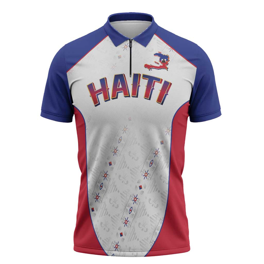 World Football 2026 Afro-Haiti Custom Zipper Polo Shirt Together For Ayiti White Style - Wonder Print Shop