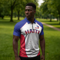 World Football 2026 Afro-Haiti Custom Zipper Polo Shirt Together For Ayiti White Style - Wonder Print Shop