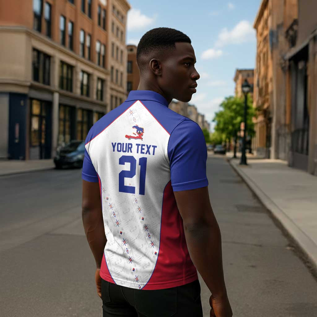 World Football 2026 Afro-Haiti Custom Zipper Polo Shirt Together For Ayiti White Style - Wonder Print Shop