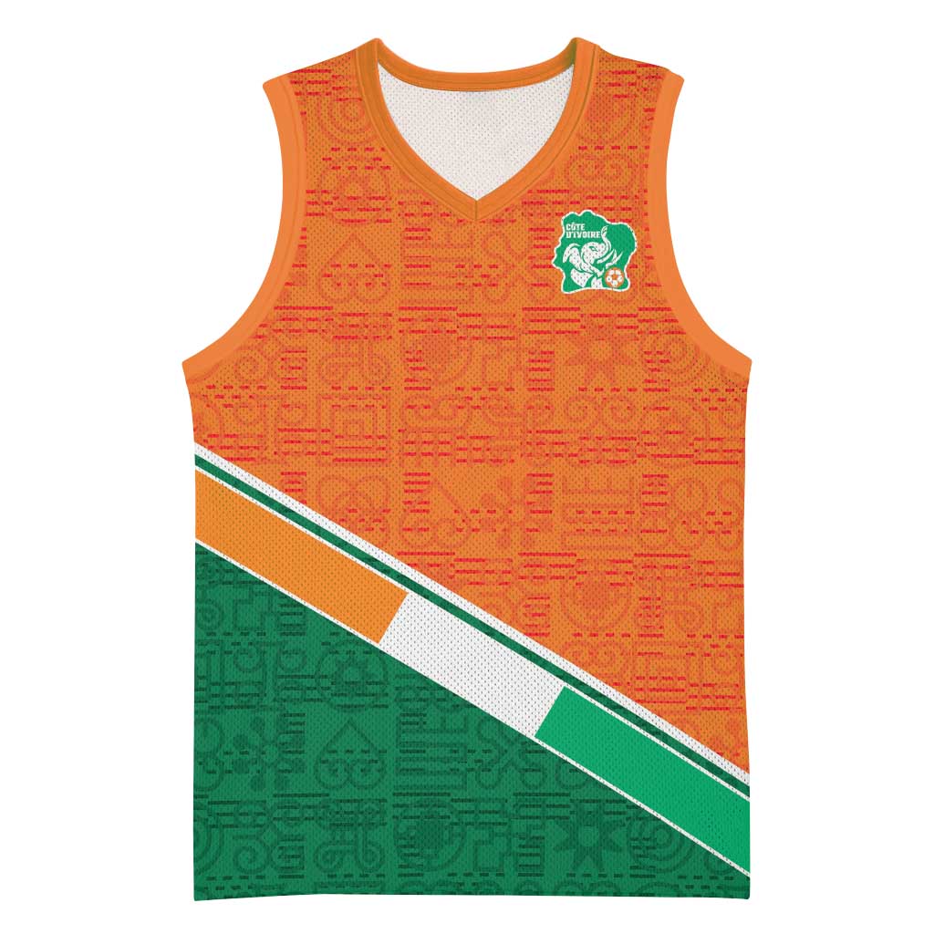 World Football 2026 Ivory Coast Custom Basketball Jersey African Adinkra Pattern - Wonder Print Shop
