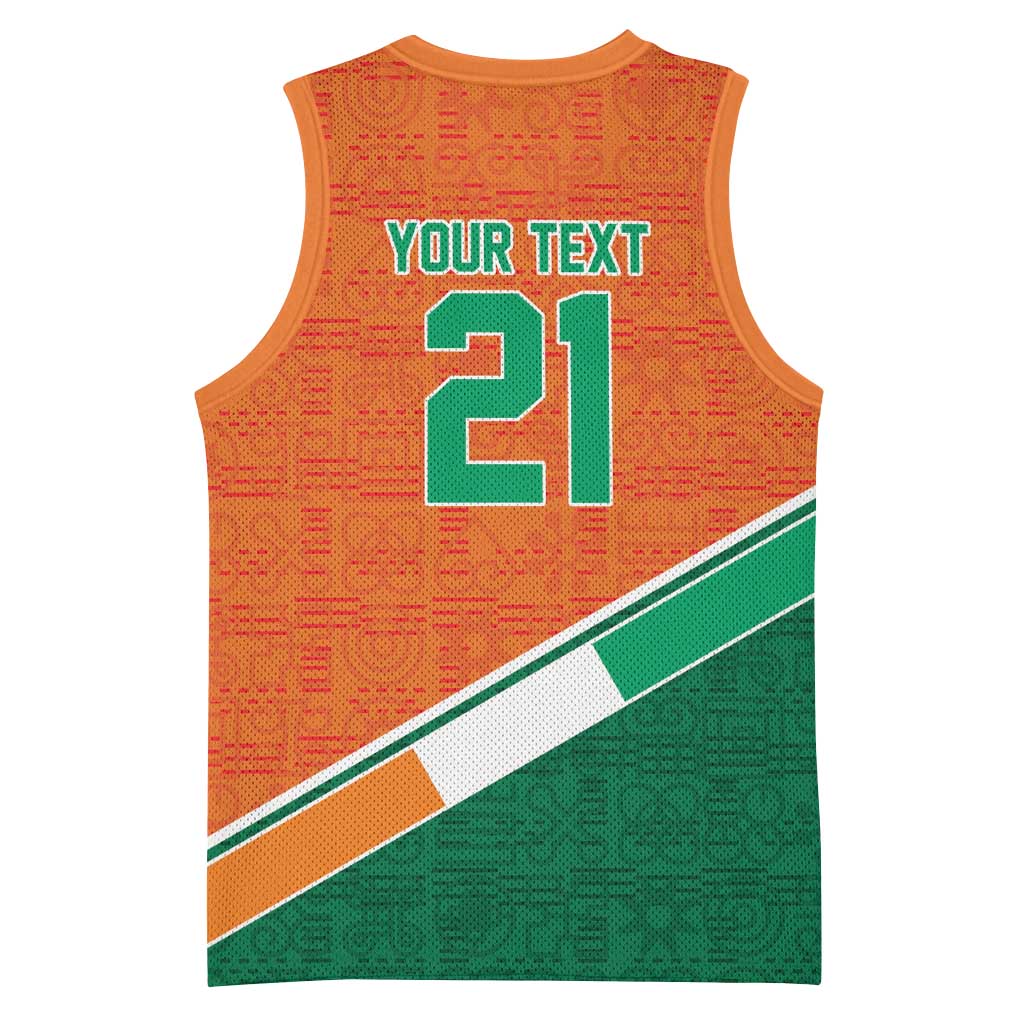 World Football 2026 Ivory Coast Custom Basketball Jersey African Adinkra Pattern - Wonder Print Shop