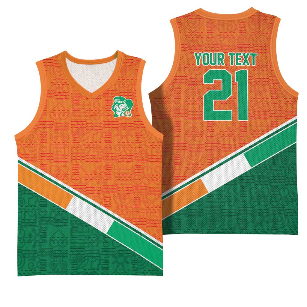 World Football 2026 Ivory Coast Custom Basketball Jersey African Adinkra Pattern - Wonder Print Shop