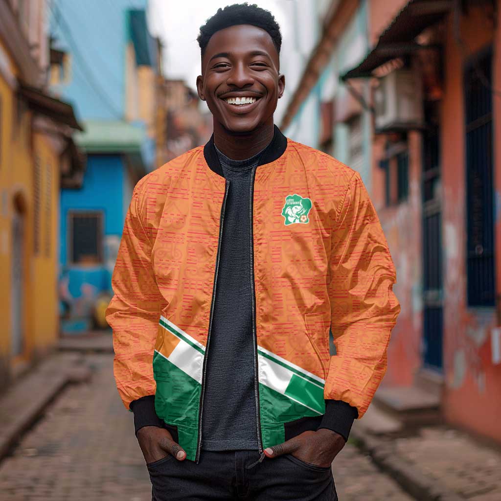 World Football 2026 Ivory Coast Custom Bomber Jacket African Adinkra Pattern - Wonder Print Shop